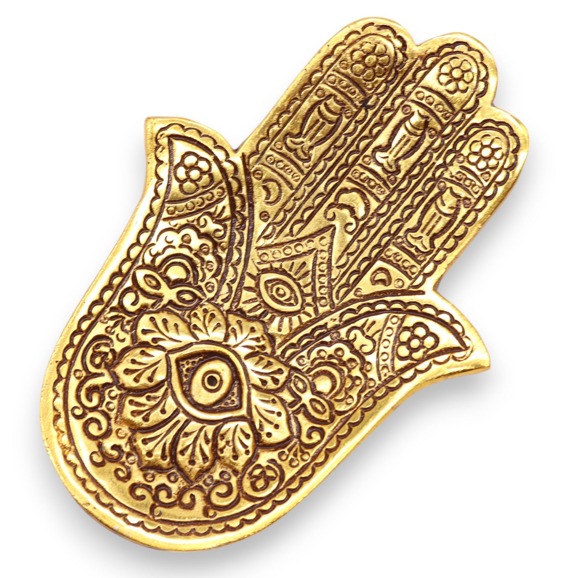 Gold Aluminium Small Hamsa Incense Holder - Image 3