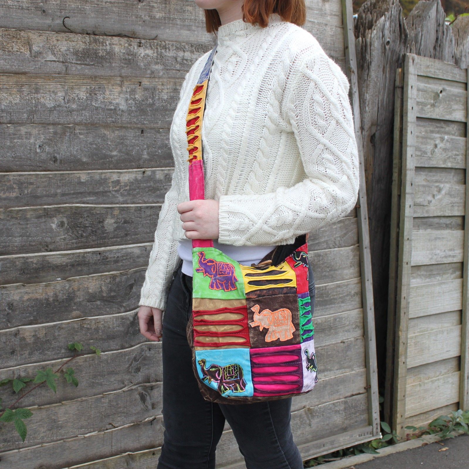 Ethnic Sling Bag - Chocolate / Elephant - Image 2