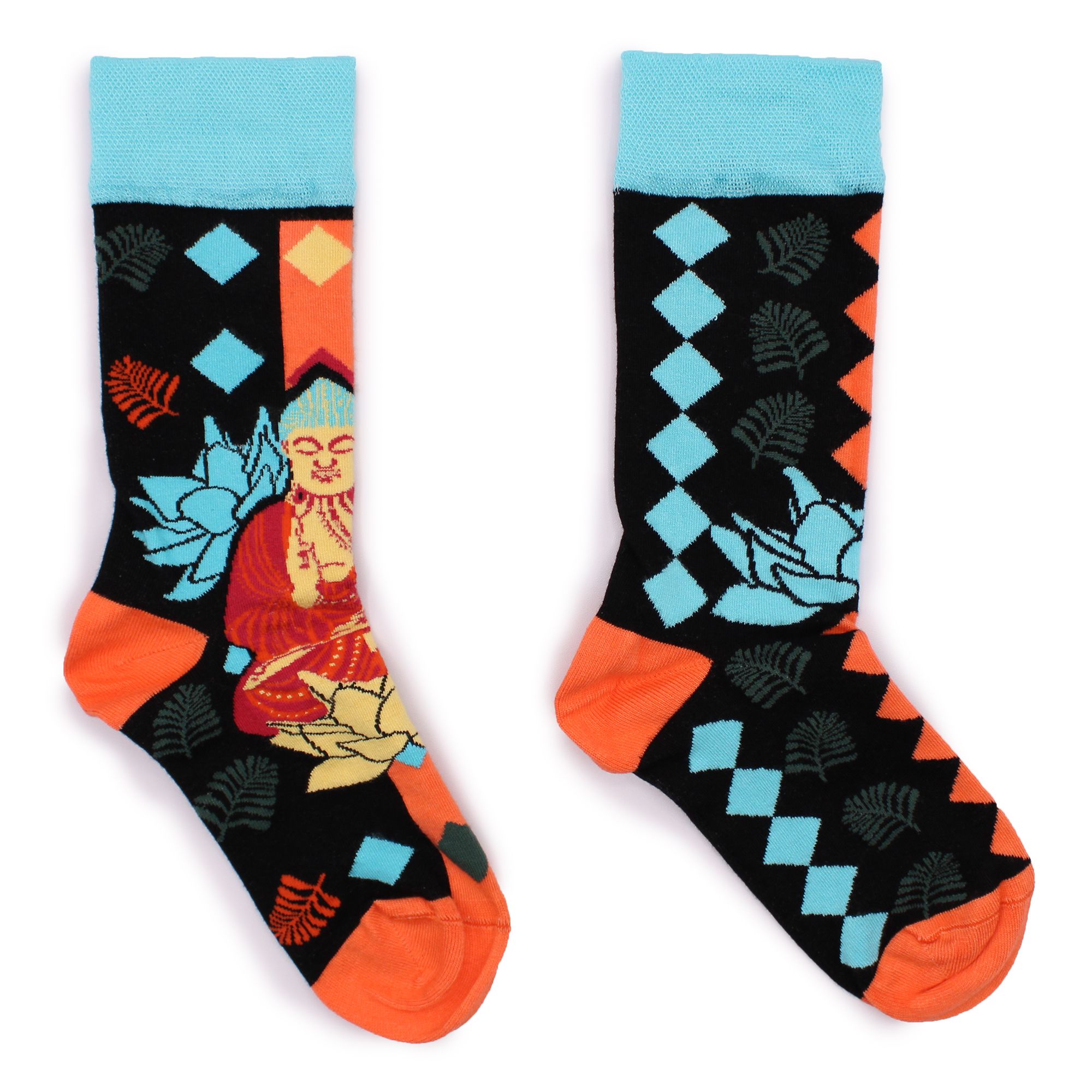 Hop Hare Bamboo Socks S/M - Blue Buddha & Lotus - Image 3