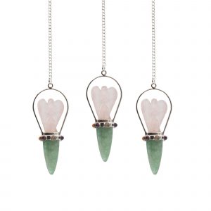 The Heart Oracle - Two Piece Angel Pendulum - Chakra Band - Rose Quartz & Green Aventurine