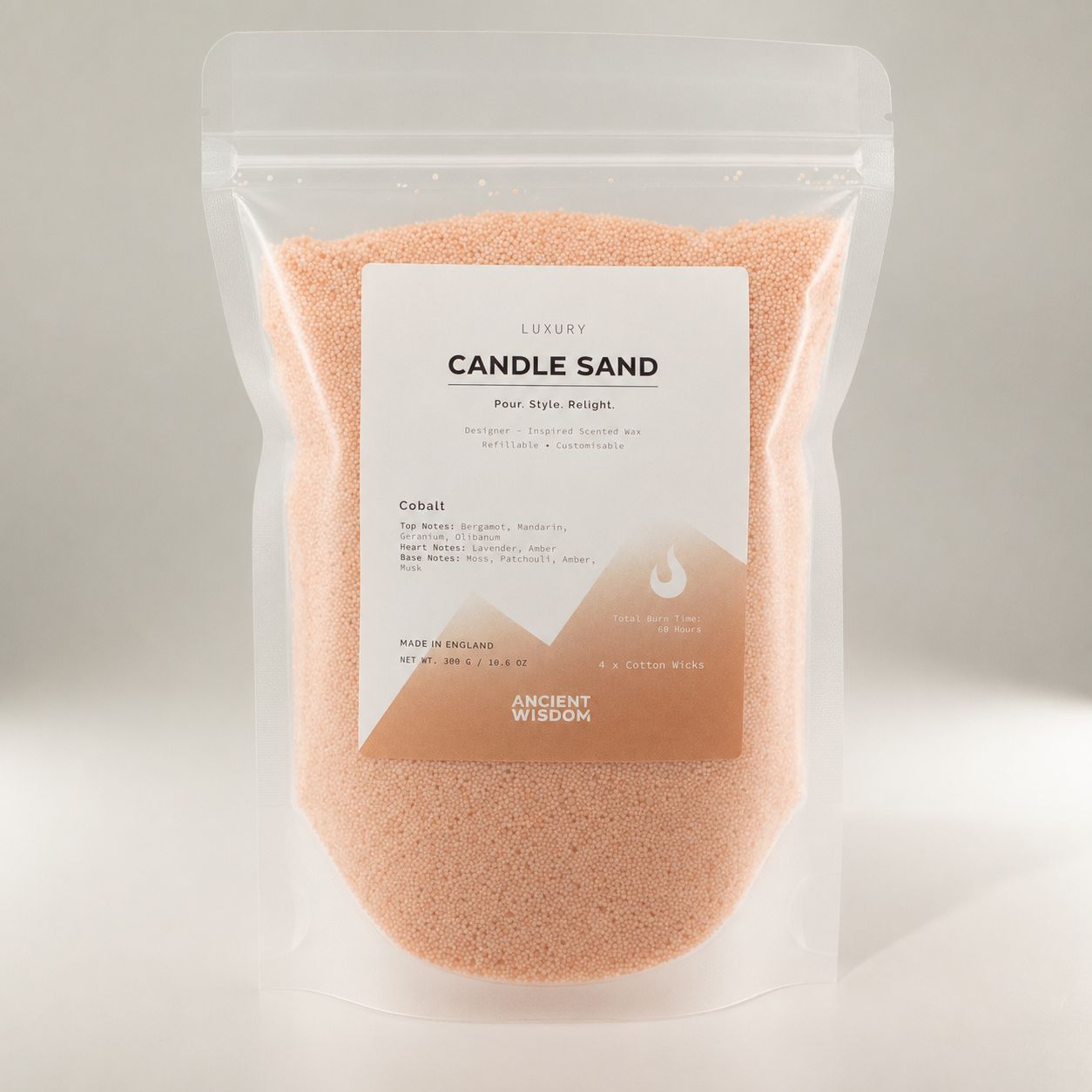 Fragranced Candle Sand - Taupe Orange - Cobalt - 300g - Image 4