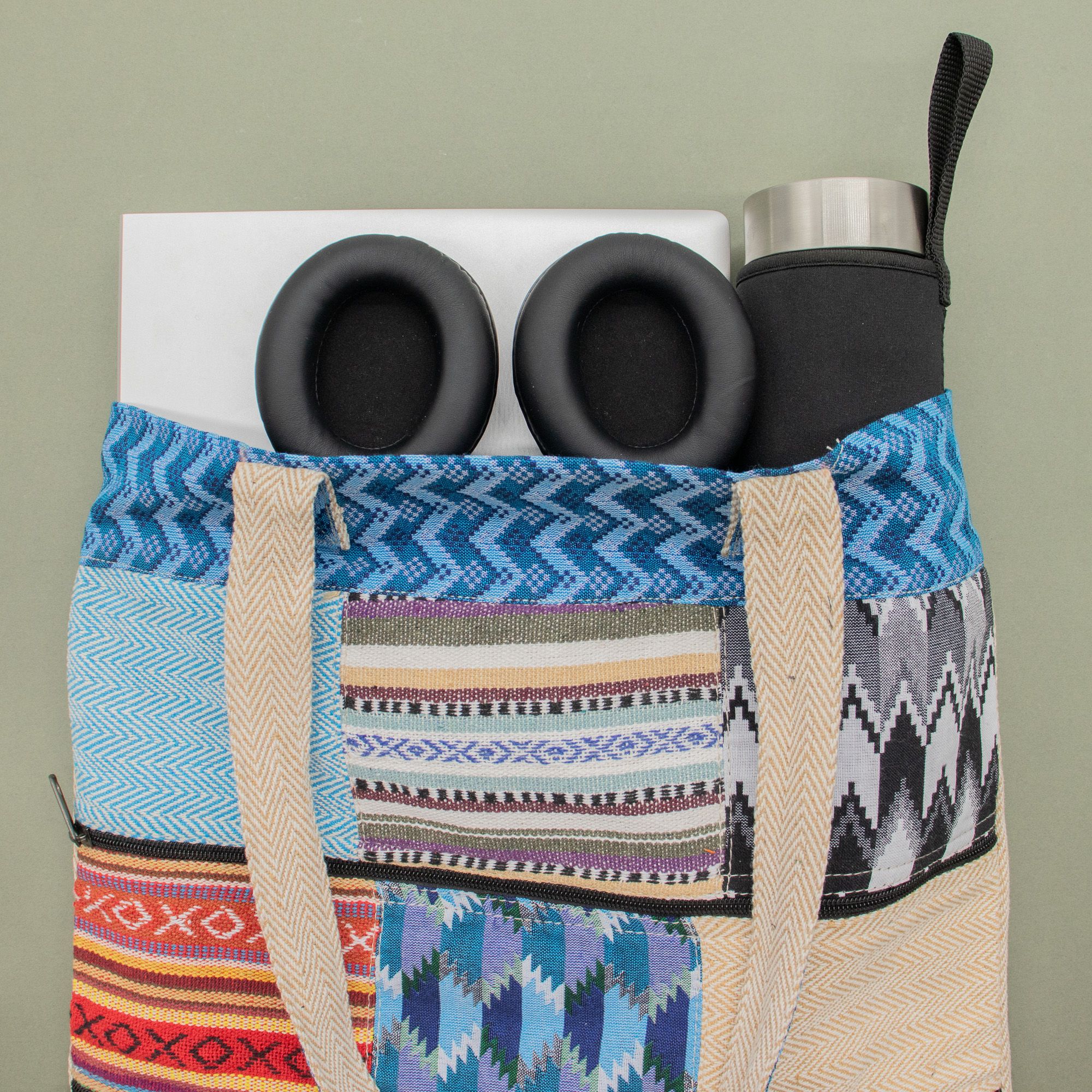 Patchwork Kathmandu Tote Bag - Dhaka Design (37x38cm) - Image 4