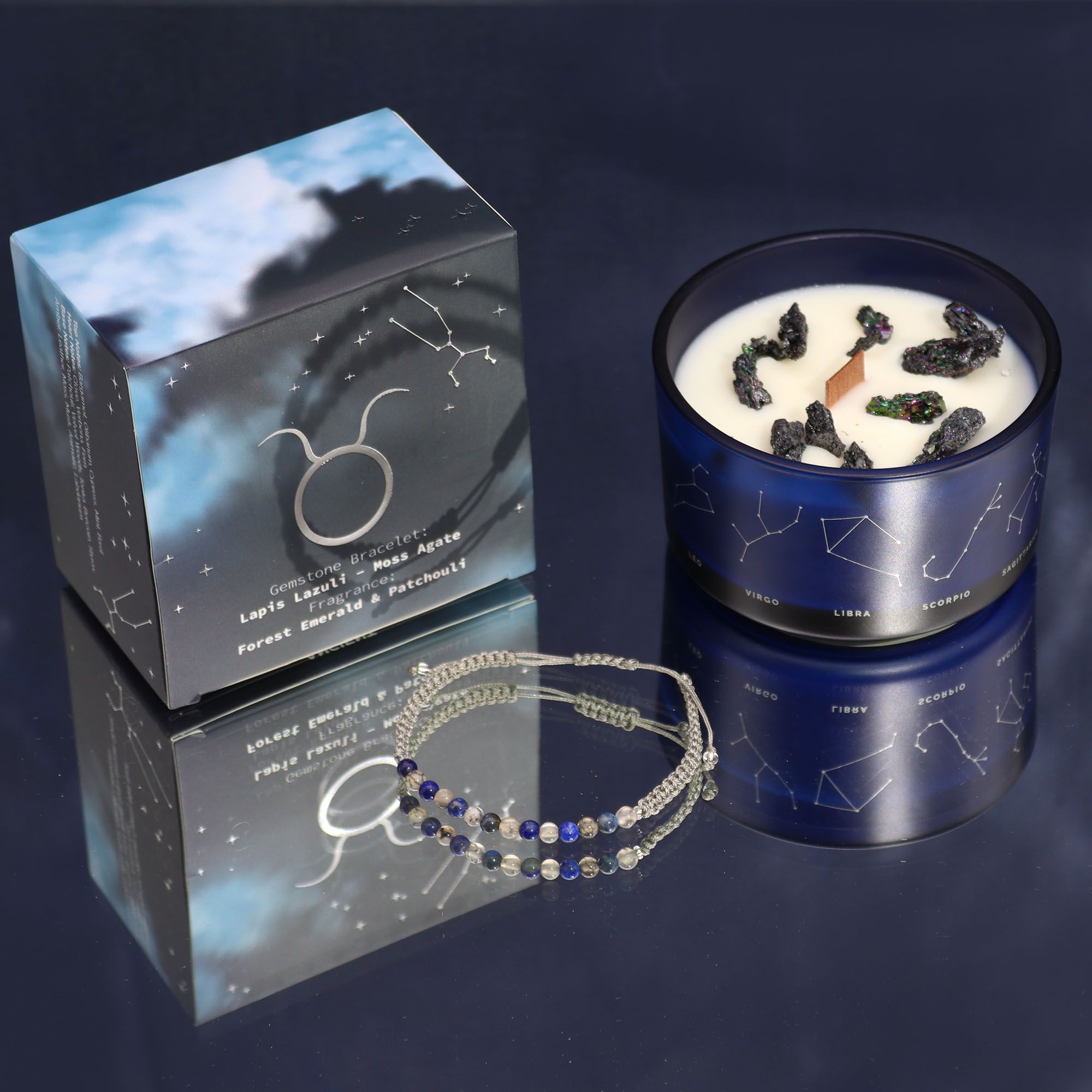 Zodiac Crystal Candle with Gemstone Bracelet - Taurus - Image 3