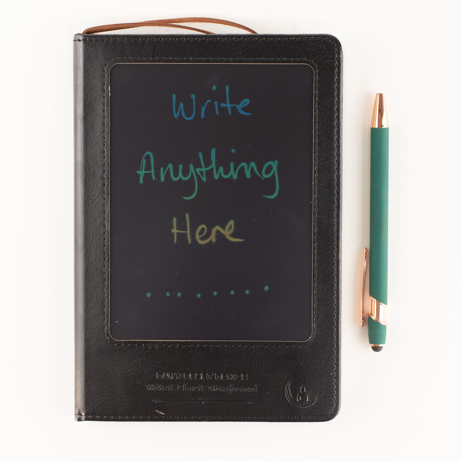 A5 Intention Note Book - LCD Wipe Screen - Black Leather Effect - 160 Pages - Image 7