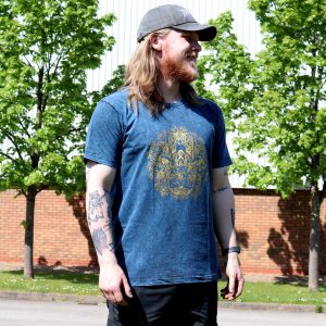 Nomad Sari Stonewashed Cotton T-Shirt – Hamsa – Blue – XL