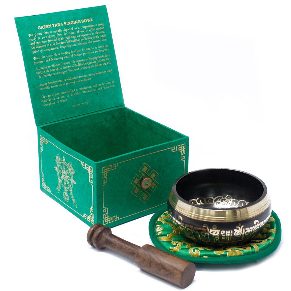 Green Tara Singing Bowl Set 10cm (min 380gm) - Image 2