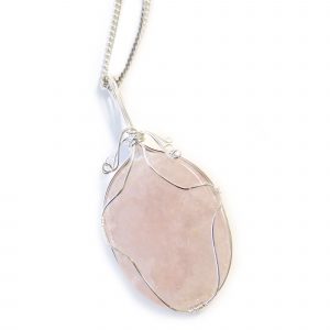 Swirl Wrapped Gemstone Necklace - Rose Quartz