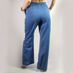 Nomad Sari Lounge Pants (M/L) – Rich Blue with Hand-Painted Gold Evil Eye Design