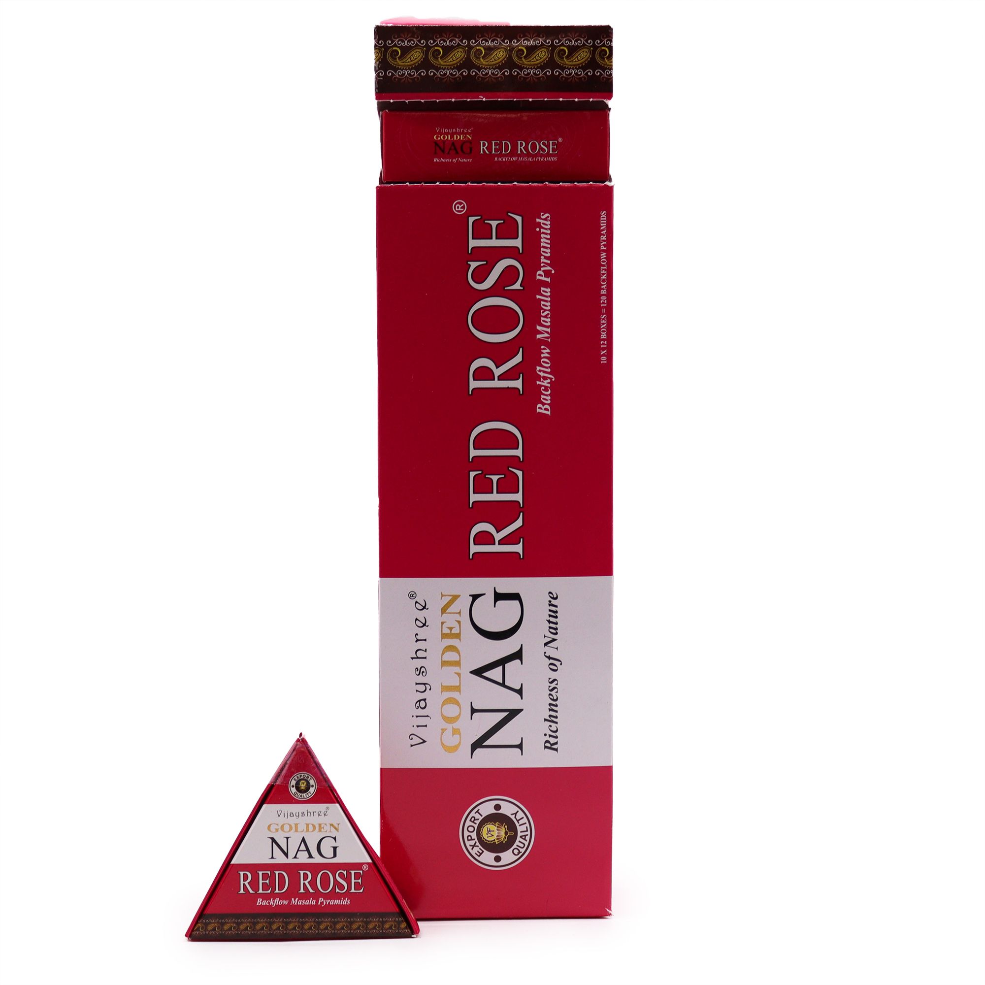42g Jumbo Golden Nag - Red Rose Backflow Incense Cones - Image 4