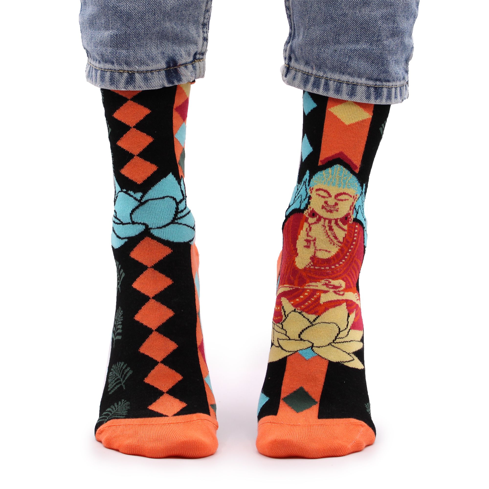 Hop Hare Bamboo Socks S/M - Blue Buddha & Lotus - Image 5