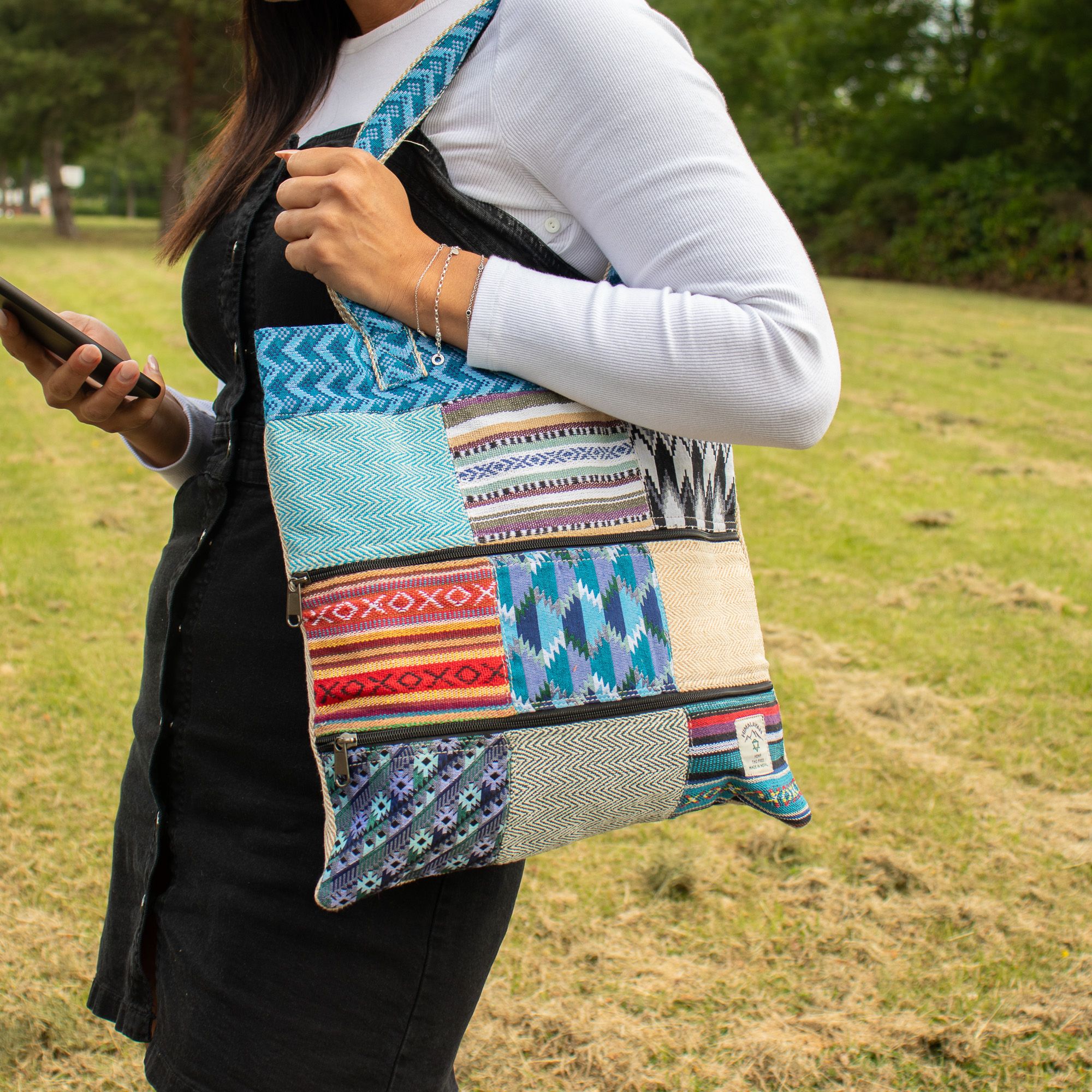 Patchwork Kathmandu Tote Bag - Dhaka Design (37x38cm) - Image 3