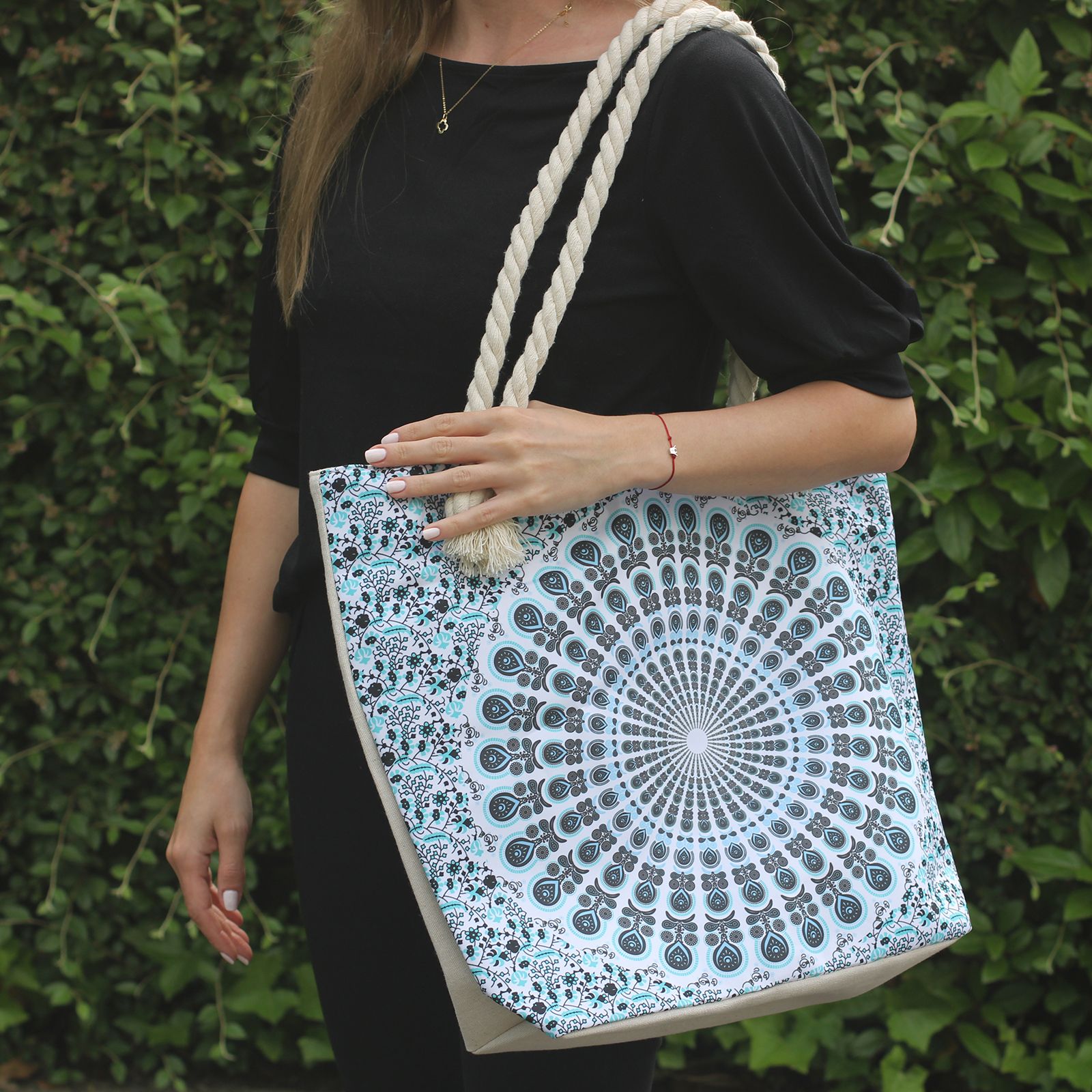 Rope Handle Mandela Bag - Electric Blue - Image 3