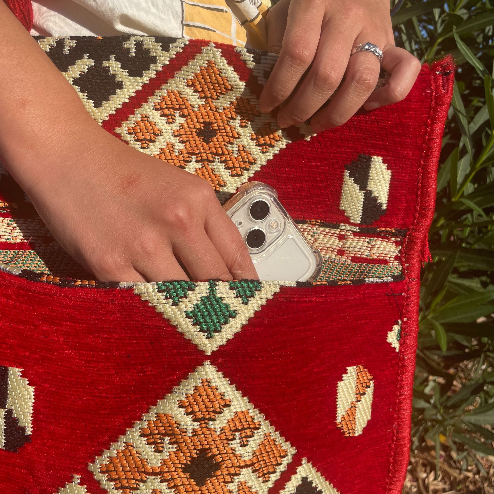 Red Kilim Messenger Festival Bag - Image 6
