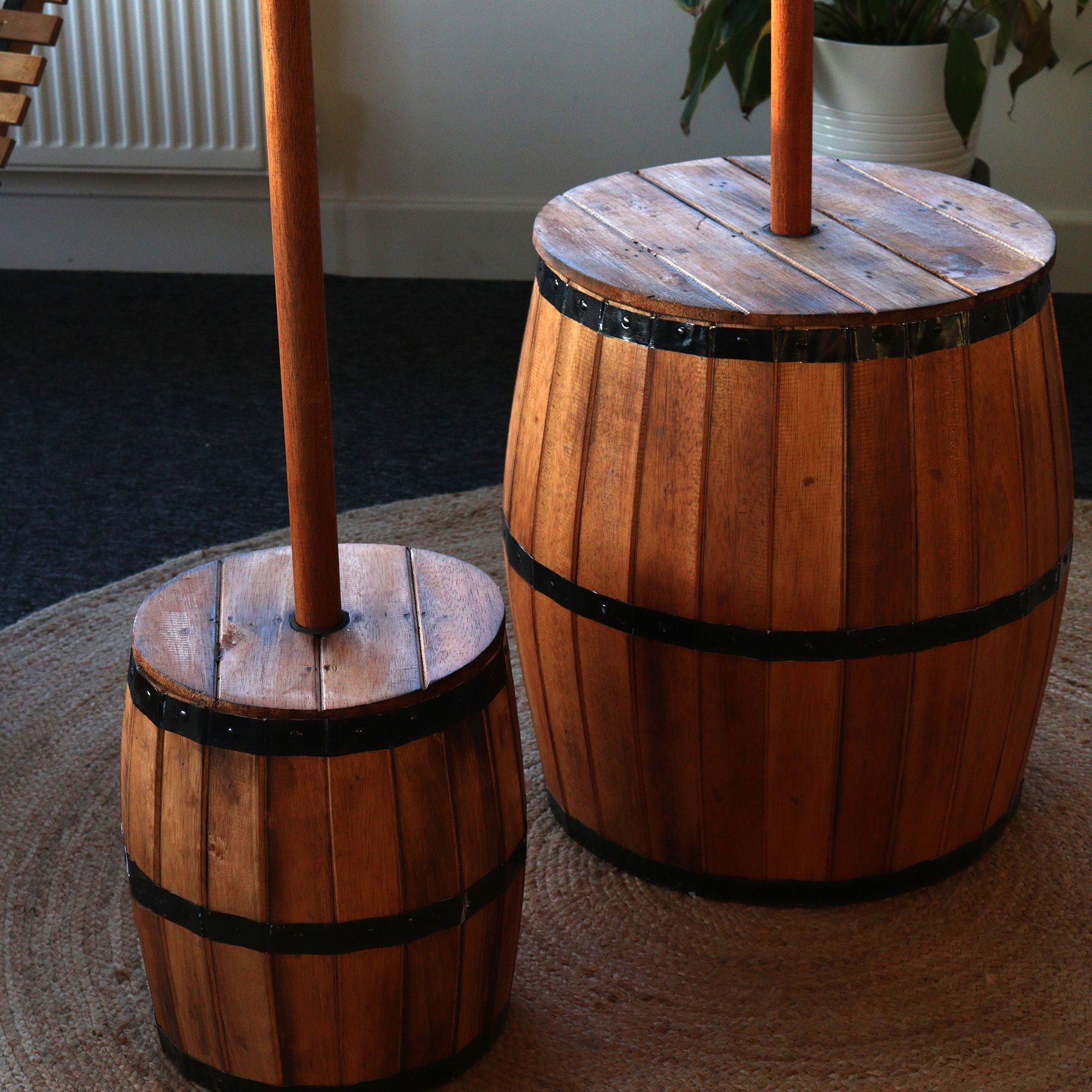 Beer Barrel Table & Parasol Stand – Natural Wood 60 x 48.5 cm - Image 6