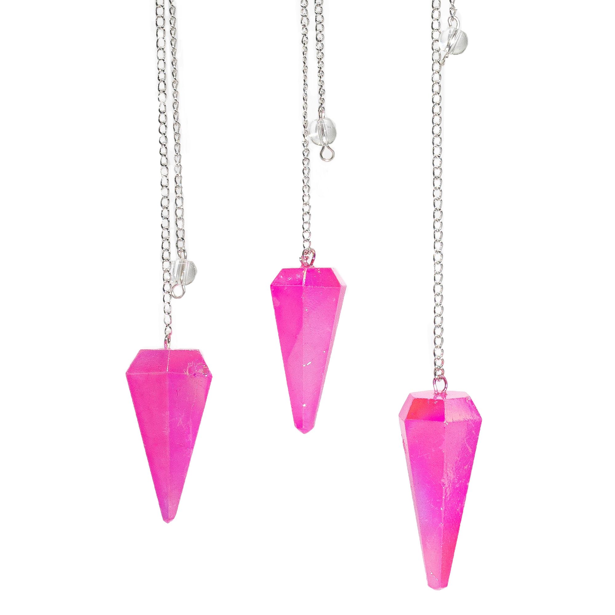 Six Sided Pendulum - Aurora Crystal Pink - 4cm - Image 2