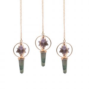 Cosmic Navigator- Two Piece Spinning Merkaba Star in Copper Pendulum - Amethyst & Labradorite