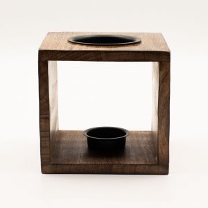 Large Square Mango Wood Oil Burner- Pentagon