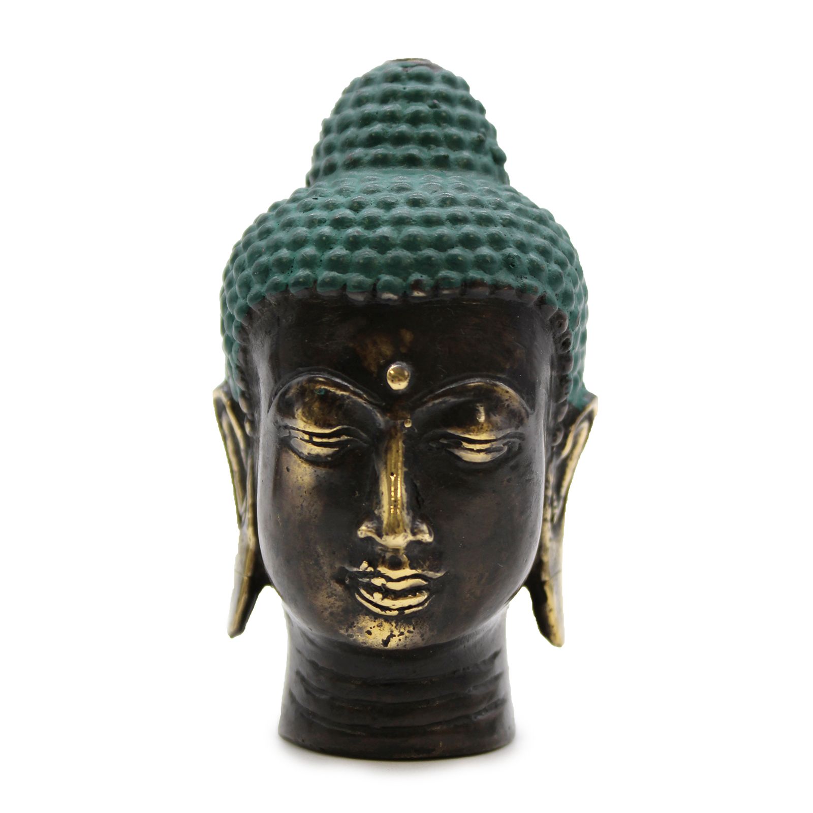 Small Antique Brass Buddha Head - Image 2