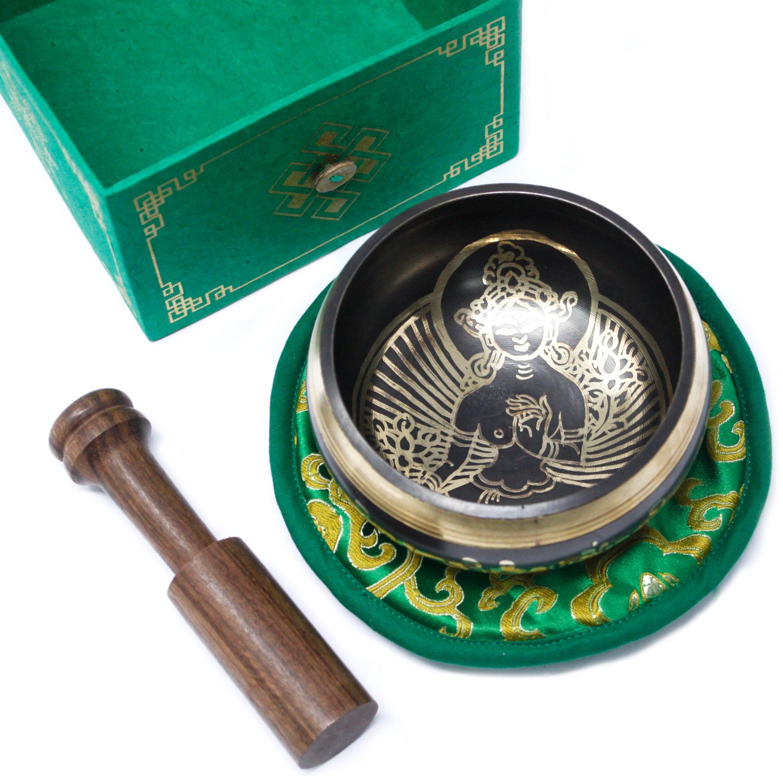 Green Tara Singing Bowl Set 10cm (min 380gm) - Image 3