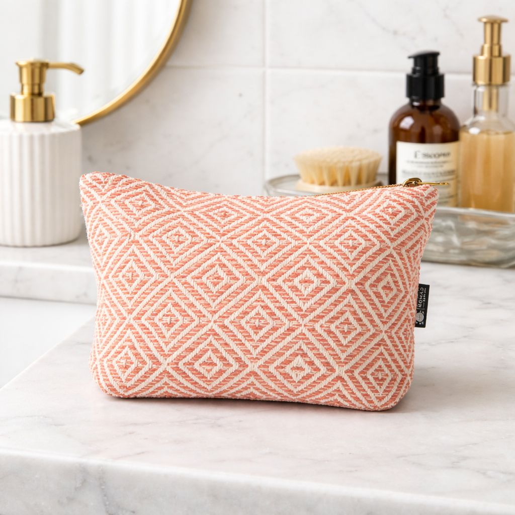 Nomad Sari Indian Jacquard Toiletry Bag - Coral Maze - Image 6