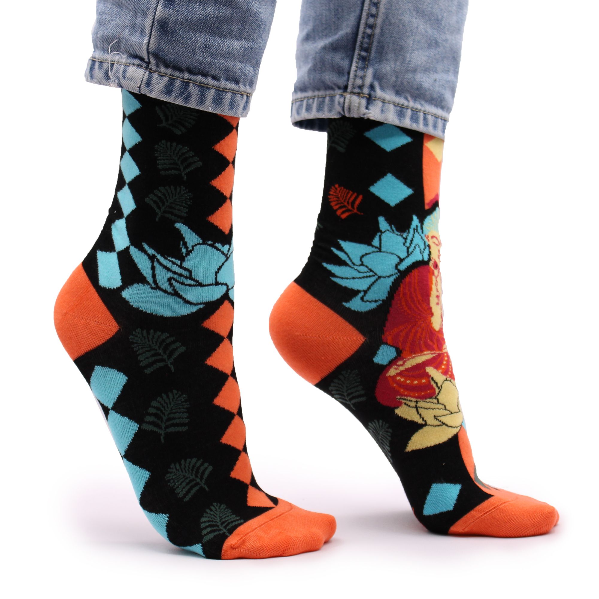 Hop Hare Bamboo Socks S/M - Blue Buddha & Lotus - Image 6