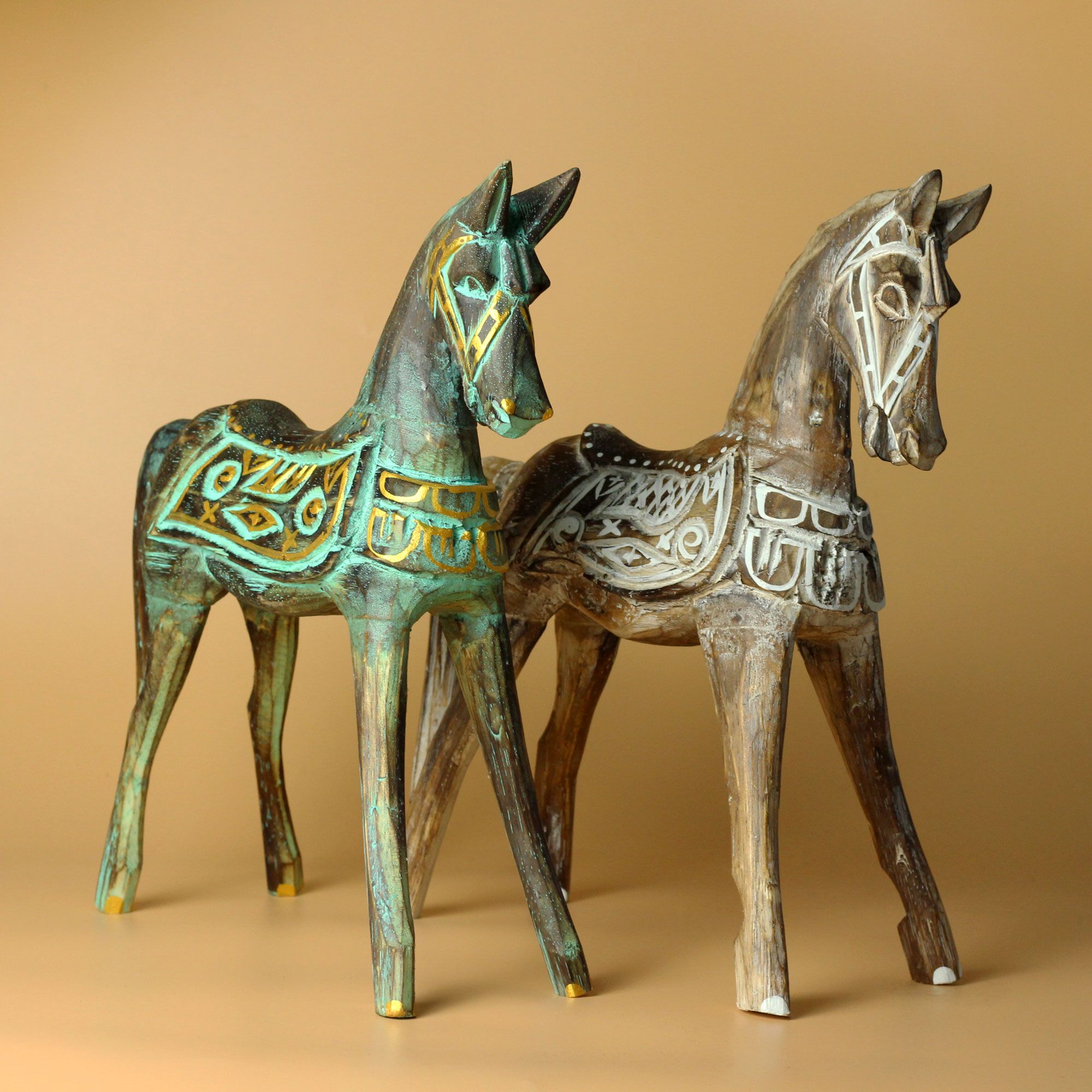 Large Gold & Turquoise Horse 32 cm - Image 4