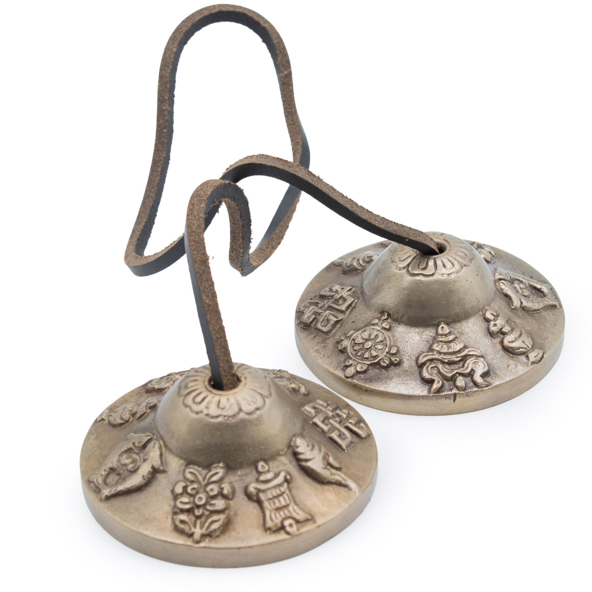 Premium Brass Tibetan Tingsha - Lucky Symbols - approx 6cm (155gm) - Image 5