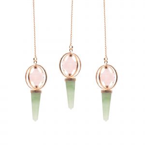 Heart Compass- Two Piece Spinning Merkaba Star in Copper Pendulum -  Rose Quartz & Green Aventurine