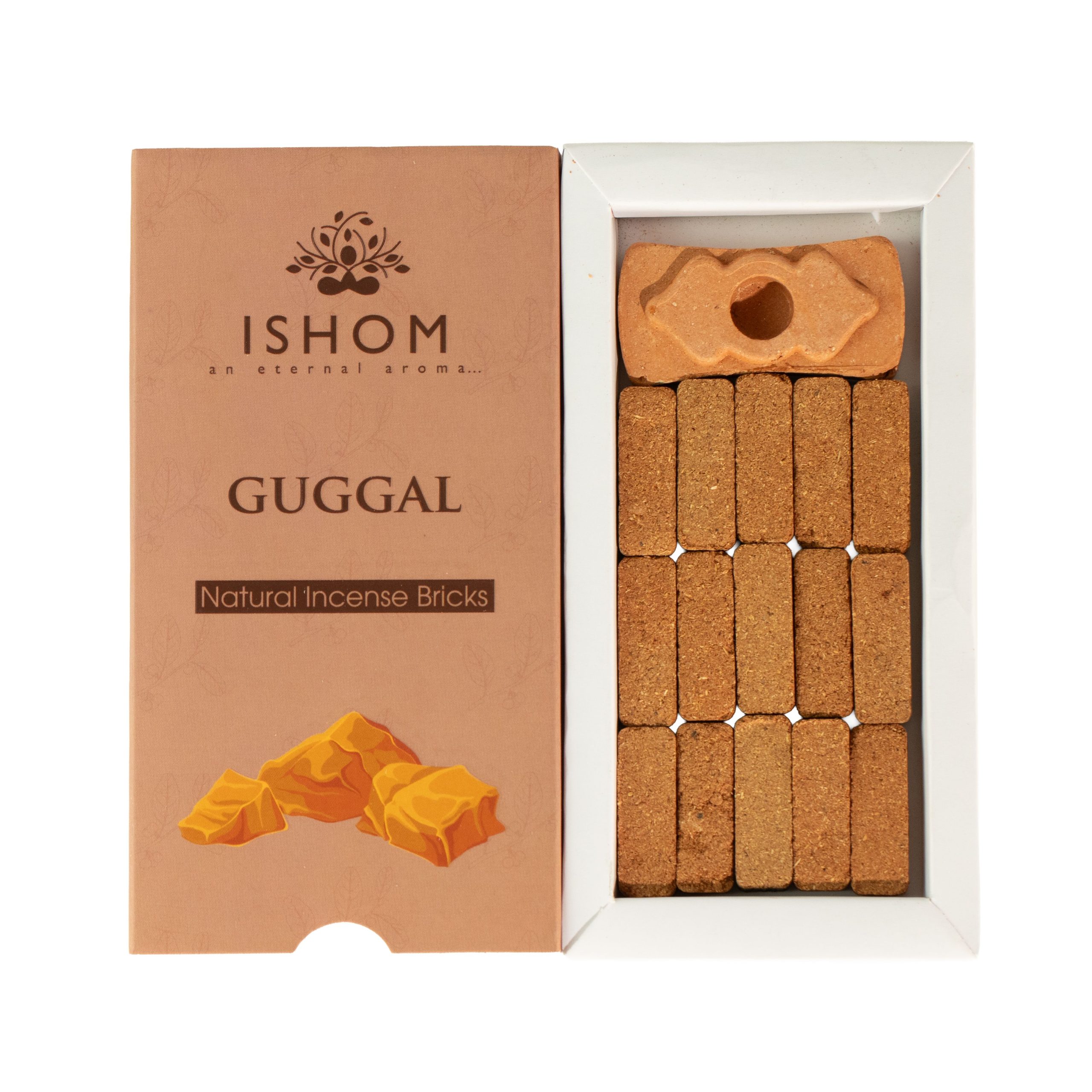 Pack of 15 Natural Incense Smudge Bricks and Burner - Guggal - Image 3