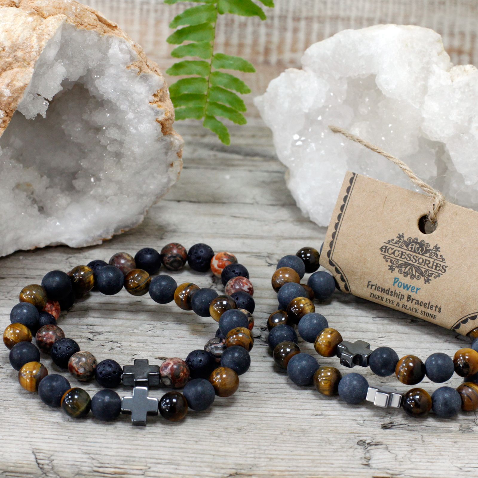 Set of 2 Gemstones Friendship Bracelets - Power - Tiger Eye & Black Stone - Image 10