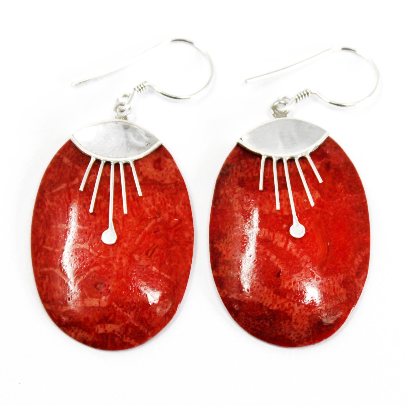 925 Silver Earrings - Oval Décor - Image 5