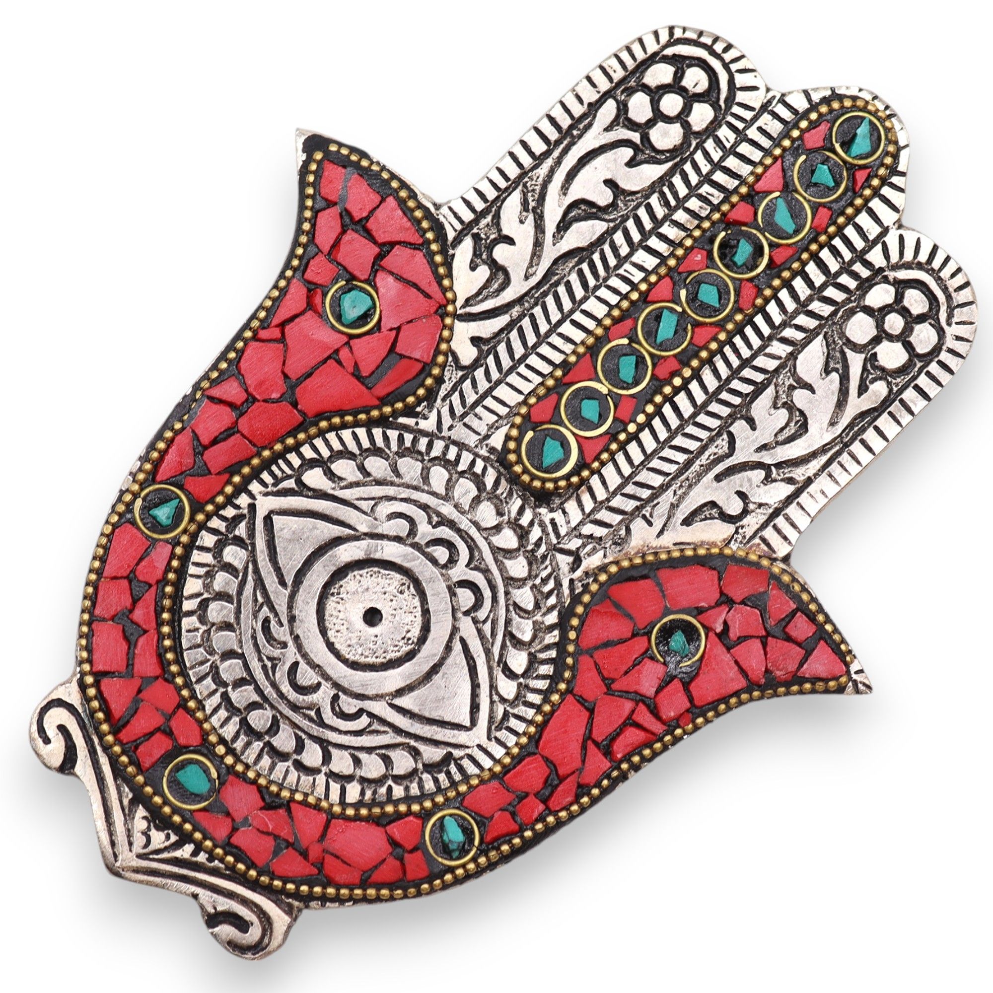 Red & Green Small Hamsa Incense Holder - Image 3