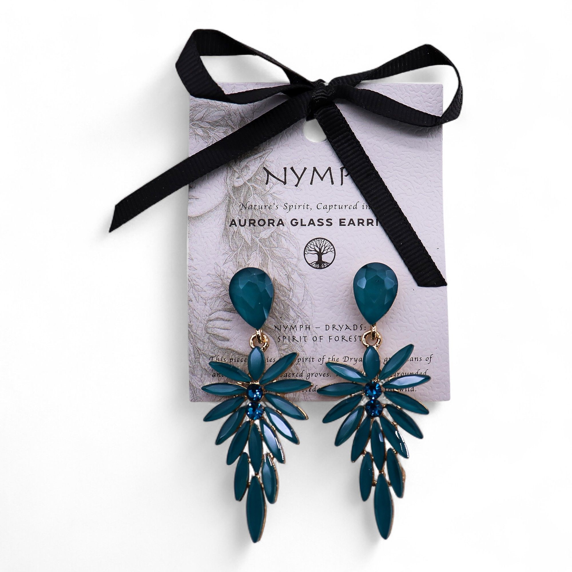 Teal Green - Vintage Glass - Long Drop - Earrings - Image 6