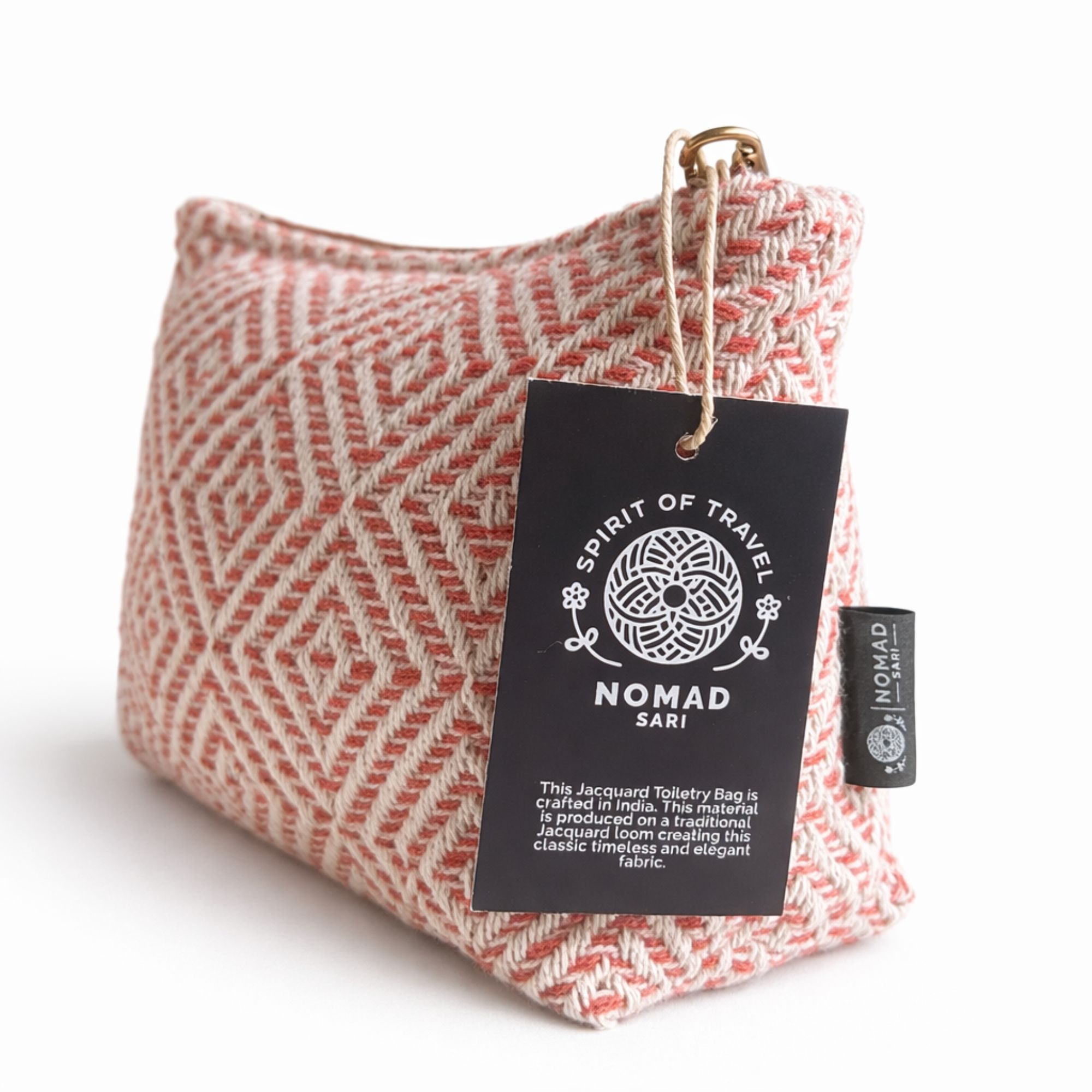 Nomad Sari Indian Jacquard Toiletry Bag - Coral Maze - Image 7