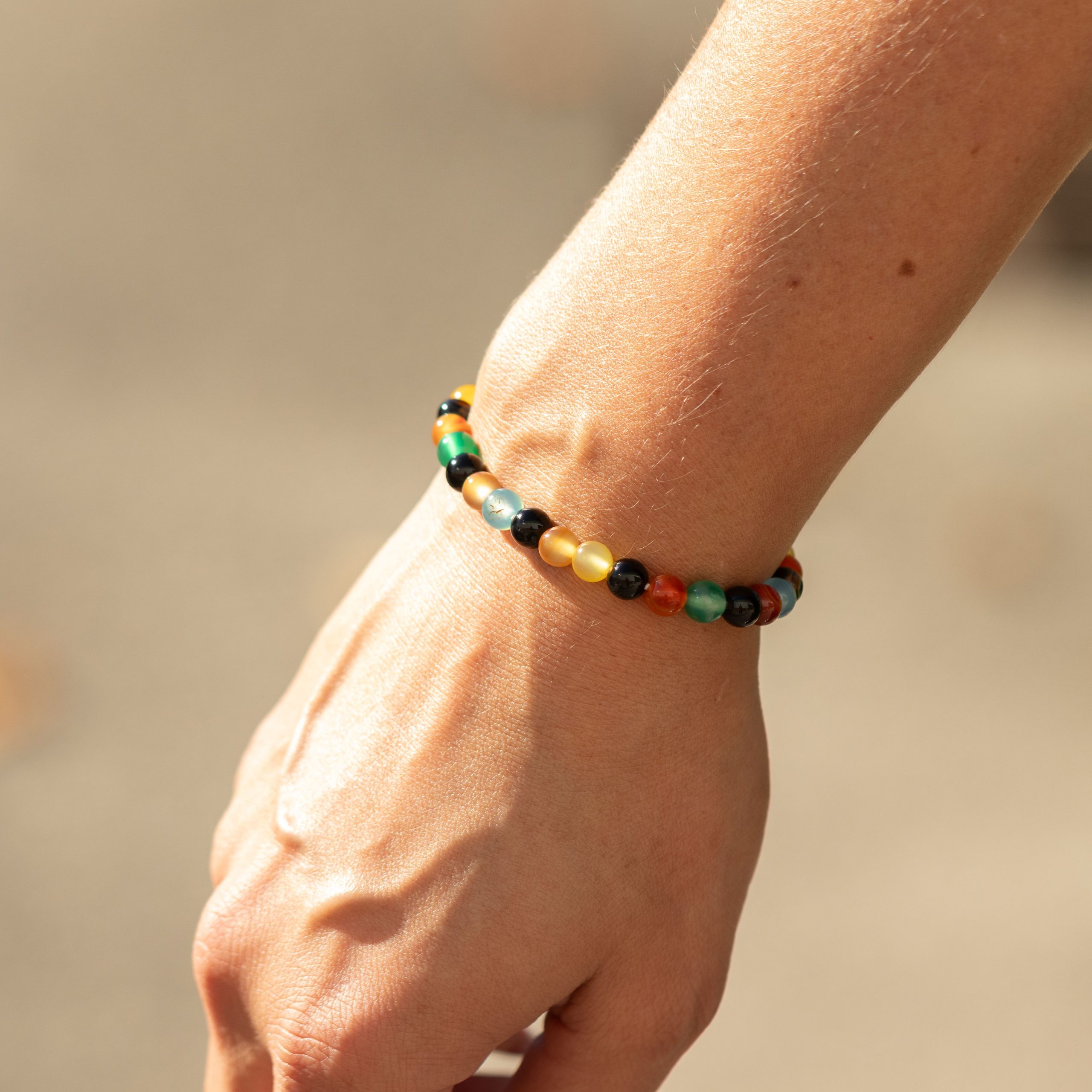 Petite Power Bracelet (17cmx6mm) - Rainbow Jade - Image 3