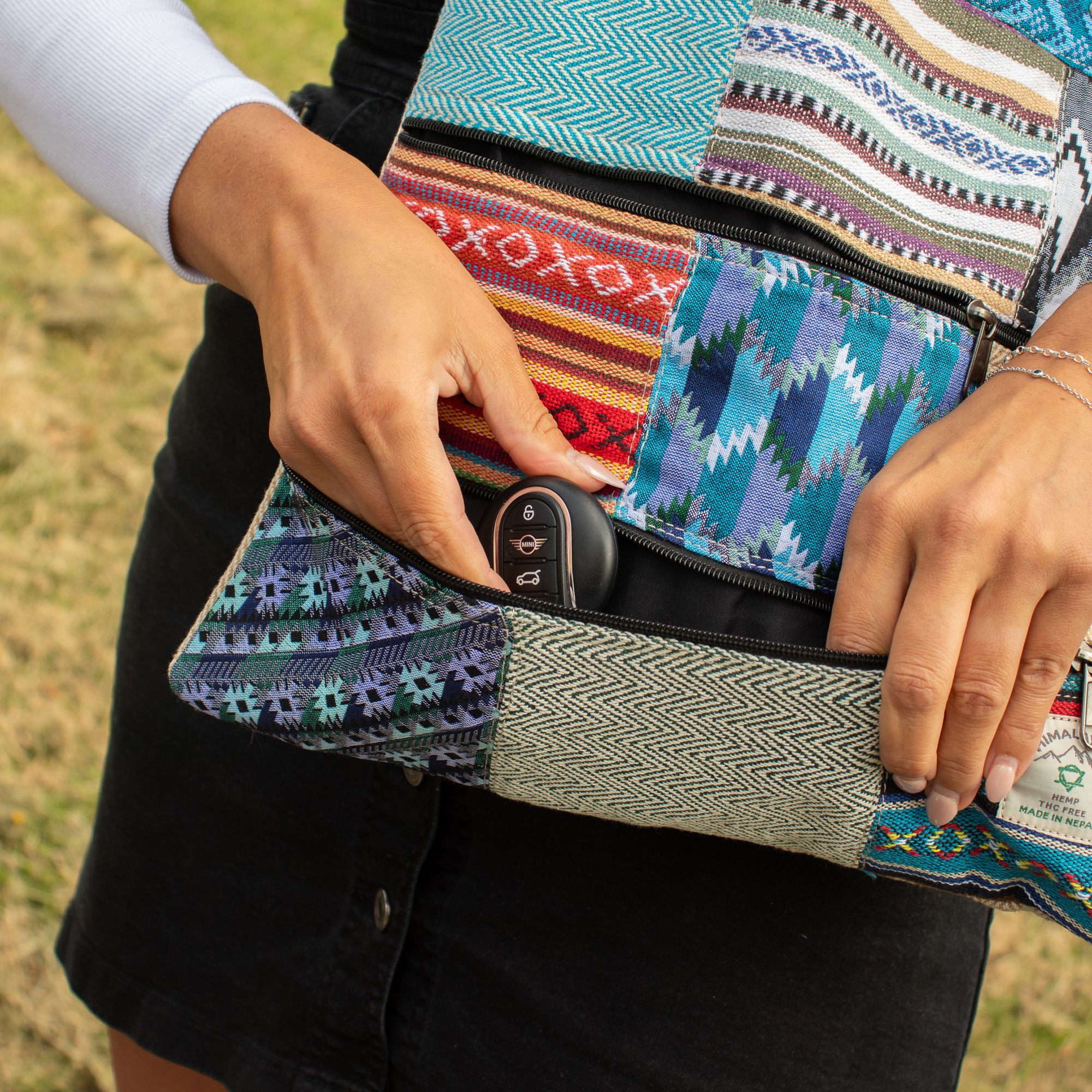 Patchwork Kathmandu Tote Bag - Dhaka Design (37x38cm) - Image 10