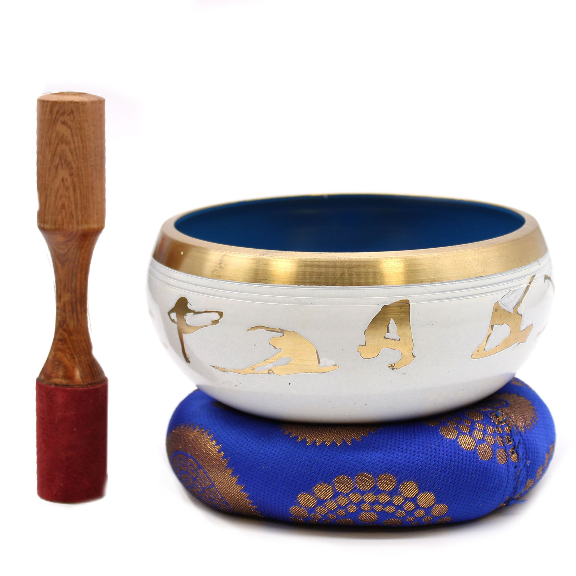 Lrg Yoga Moves Singing Bowl Set- White/Blue 14cm - Image 4
