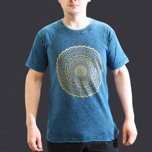 Nomad Sari Stonewashed Cotton T-Shirt – Mandala – Blue – Small
