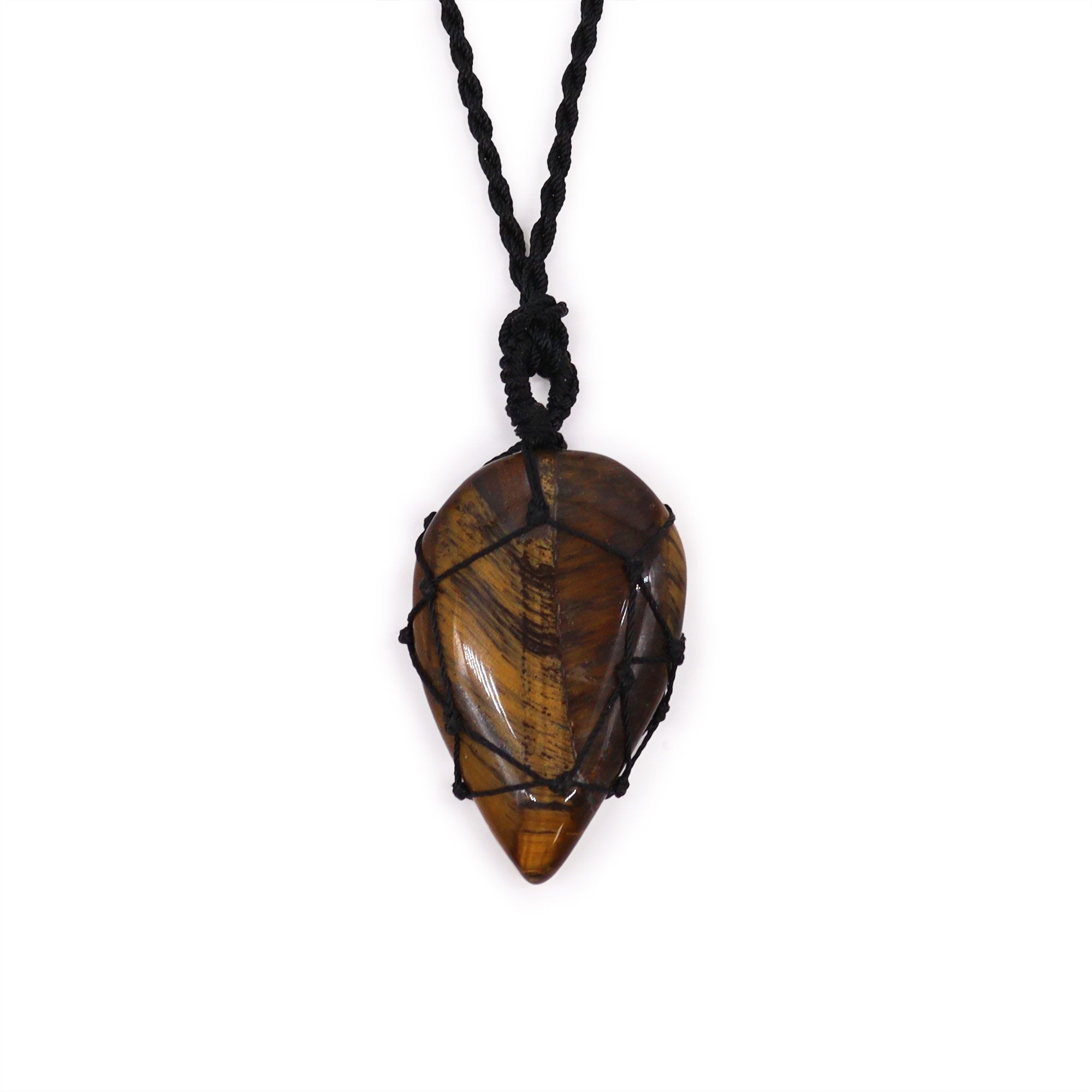 Laced Gemstone Teardrop Pendant - Tigereye - Image 3