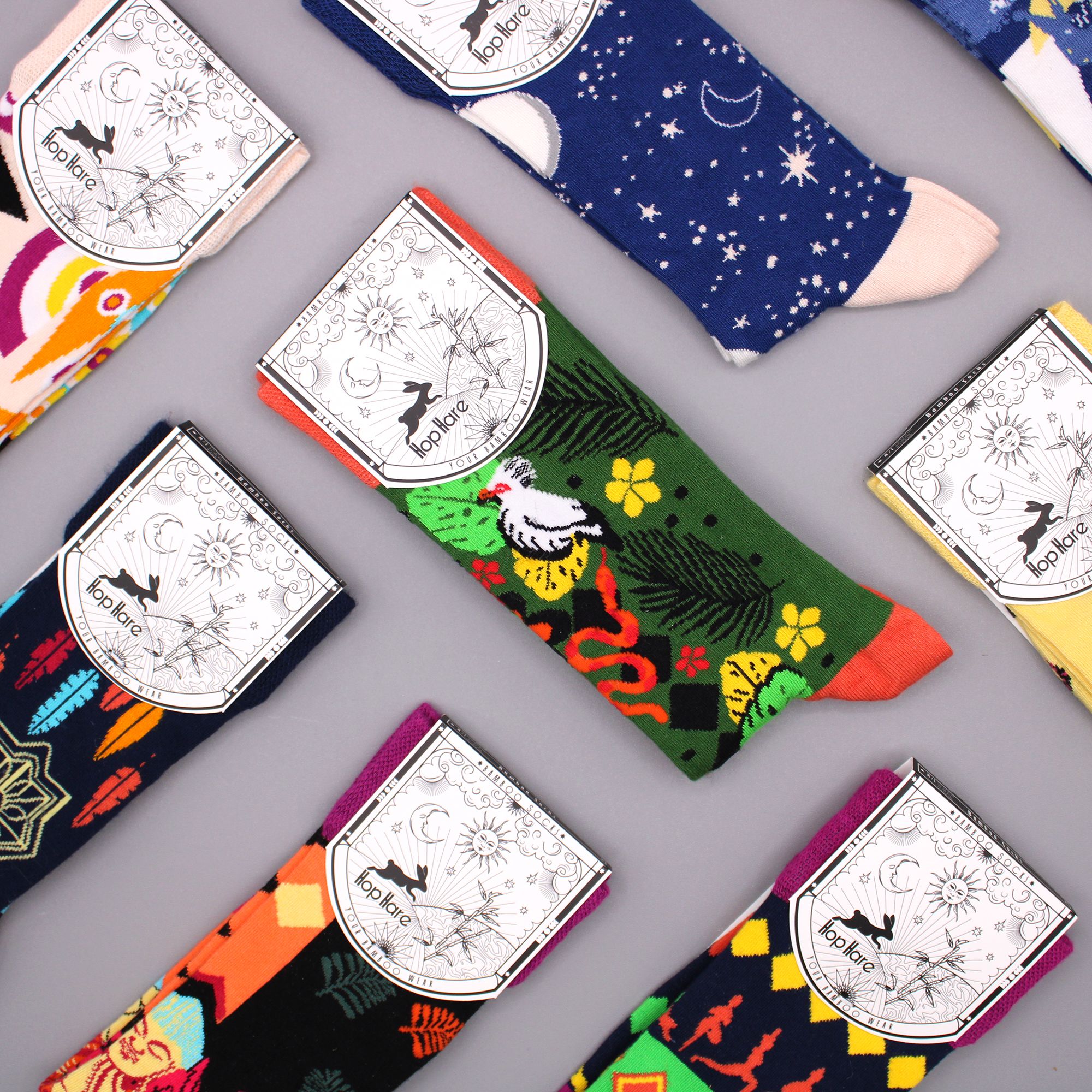 Hop Hare Bamboo Socks S/M - Rainbow Chakra - Image 3