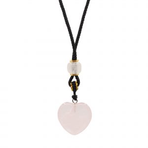 Cord Necklace Gemstone Pendant - Rose Quartz Heart