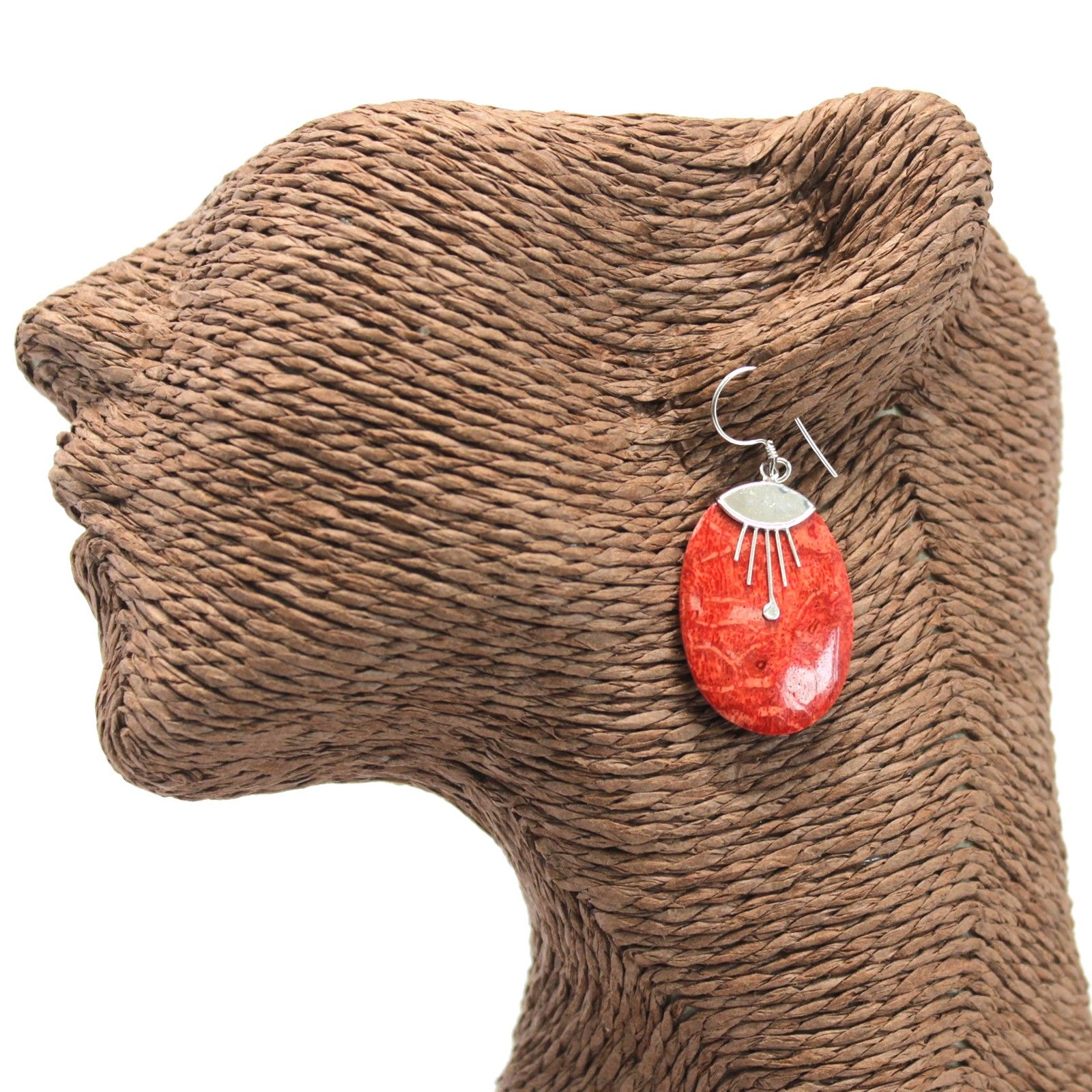 925 Silver Earrings - Oval Décor - Image 2