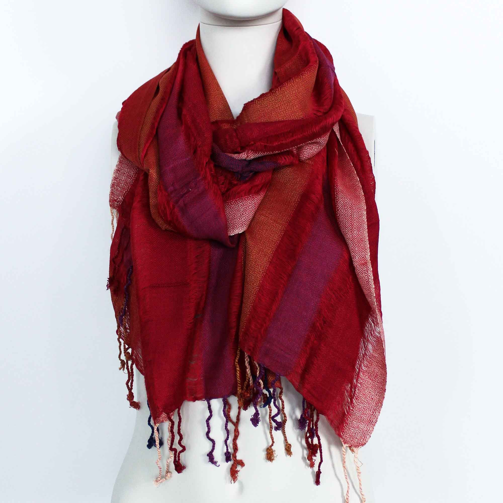 Lrg Indian Boho Scarves - 28x72cm - Random Purples - Image 2