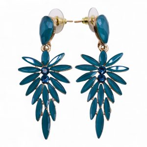 Teal Green - Vintage Glass - Long Drop - Earrings
