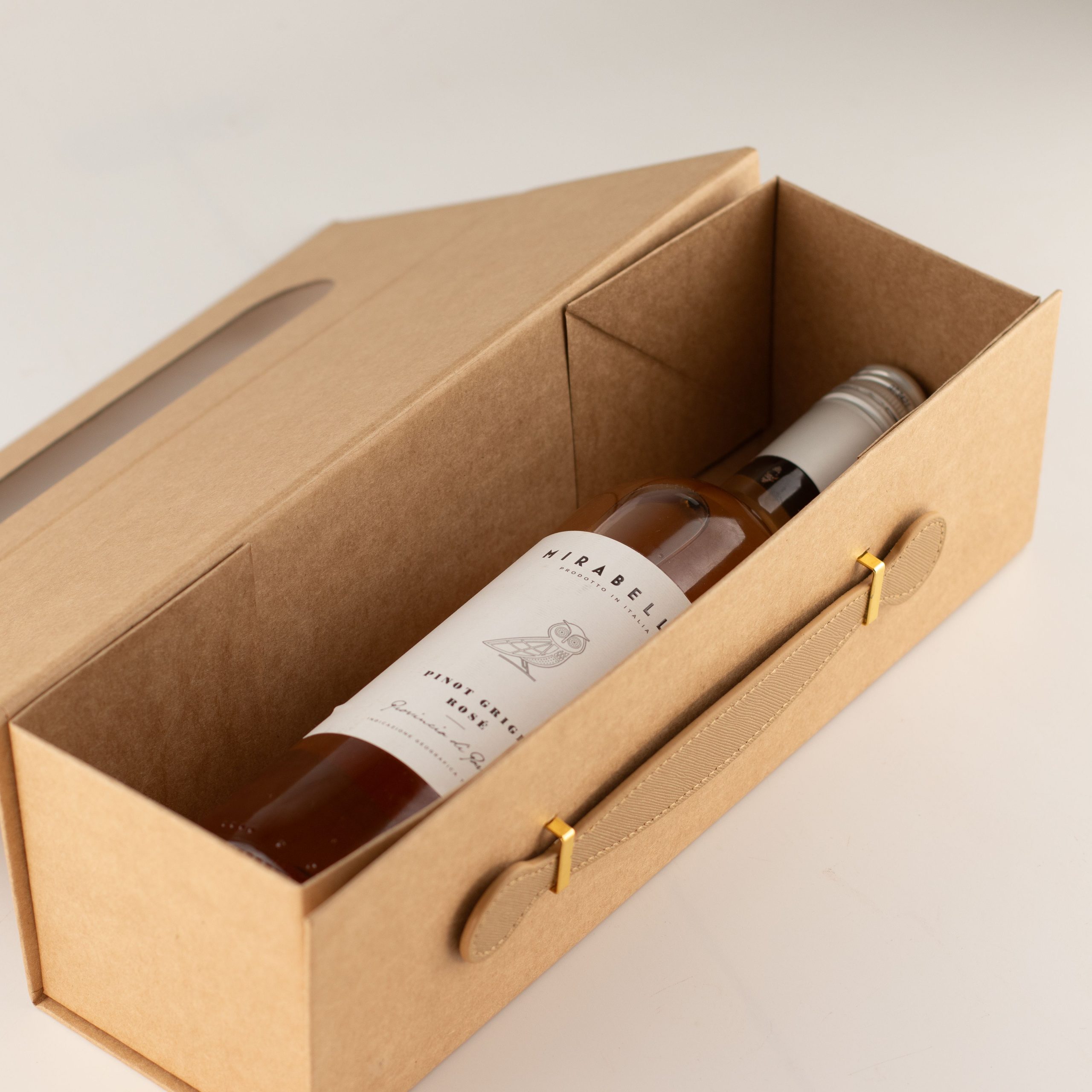 Flat Pack Gift Box - Wine Box Shape (33.5x10x10.5cm) - Brown Craft - Image 2