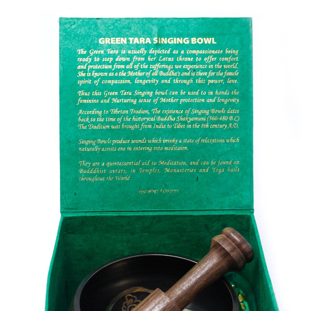 Green Tara Singing Bowl Set 10cm (min 380gm) - Image 5