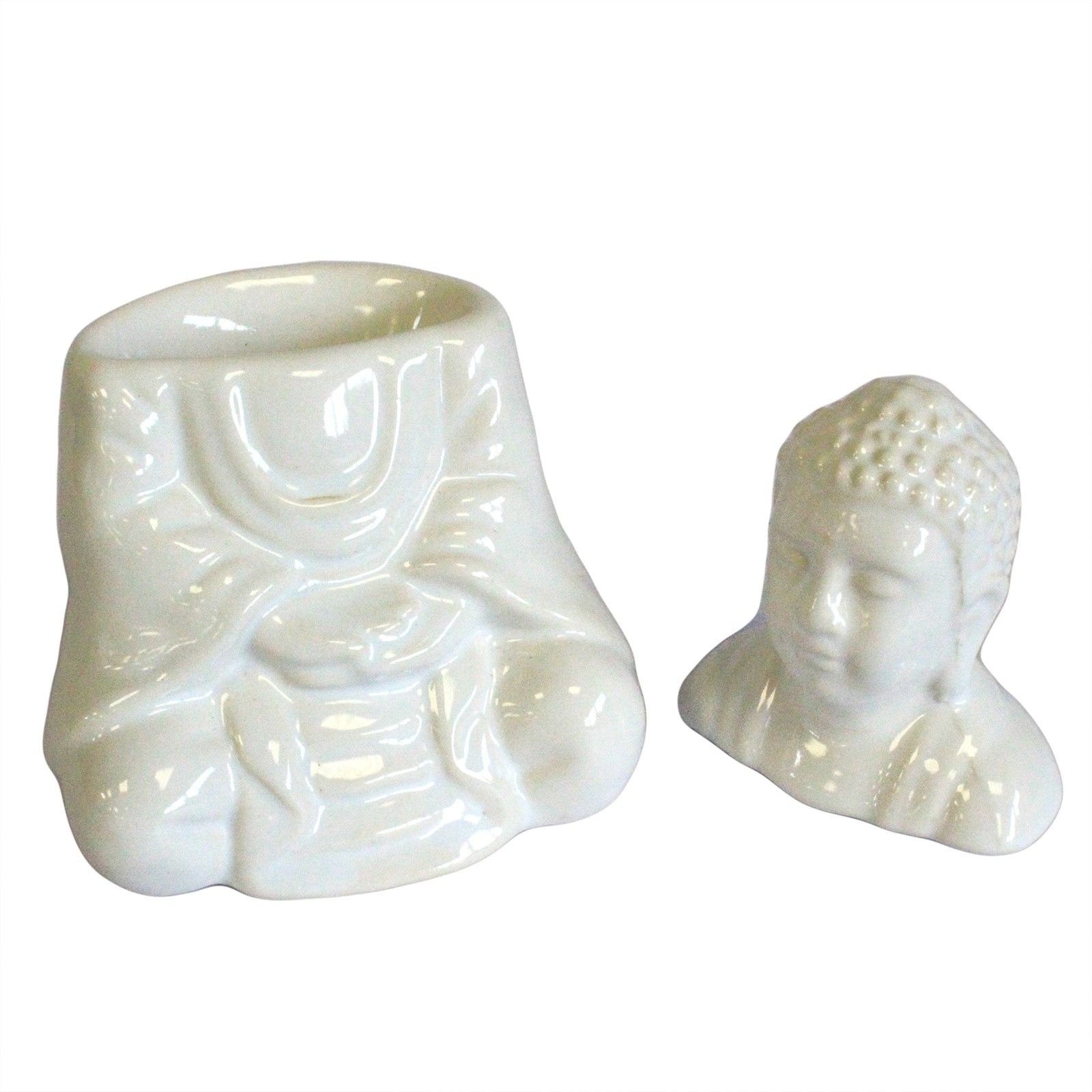 Sitting Buddha Oil Burner - White - Image 2