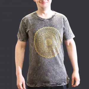 Nomad Sari Stonewashed Cotton T-Shirt – Mandala – Dark Grey – Small
