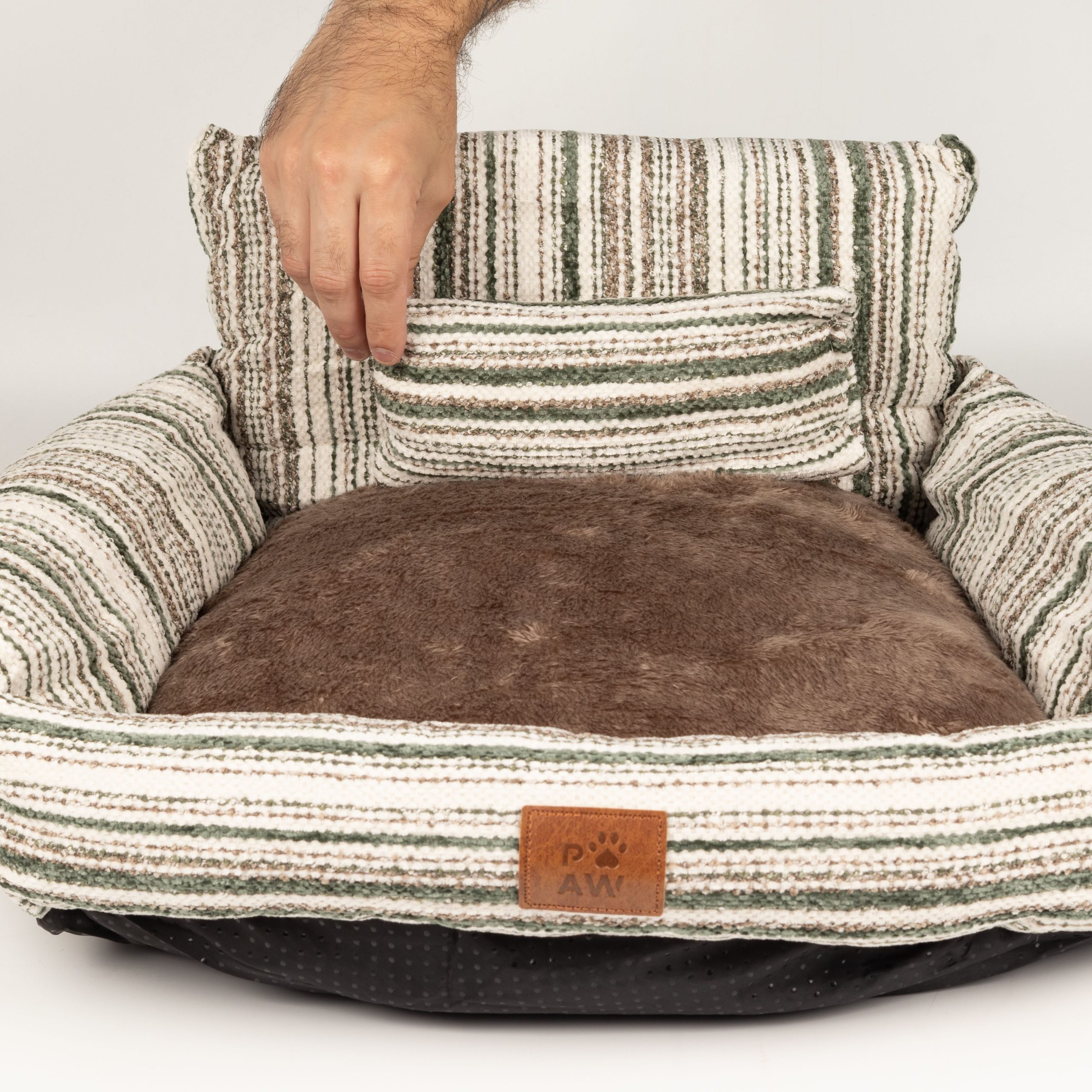 PAW Bed – Small Sofa – Brown Stripes – 50 × 50 × 26cm - Image 4