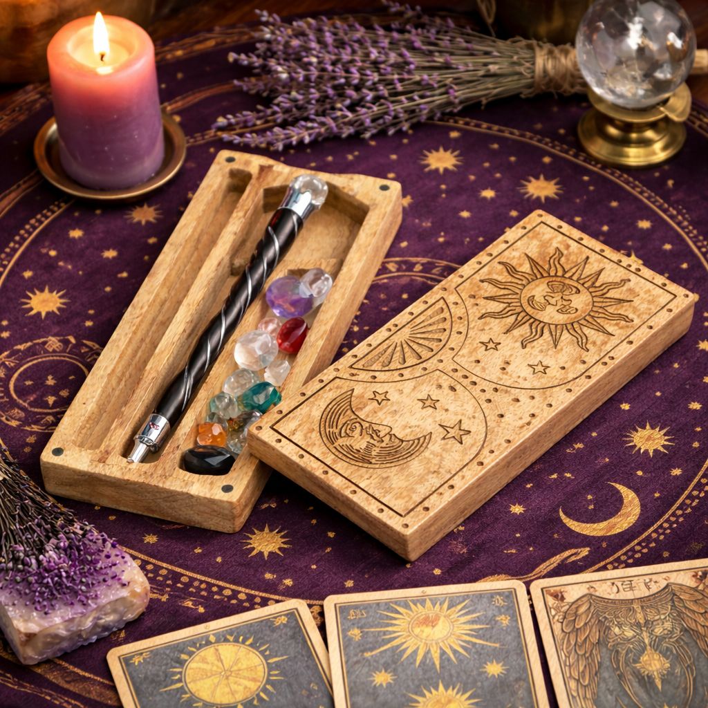 Sun - Moon Carved Crystal and Stone Box - Image 4